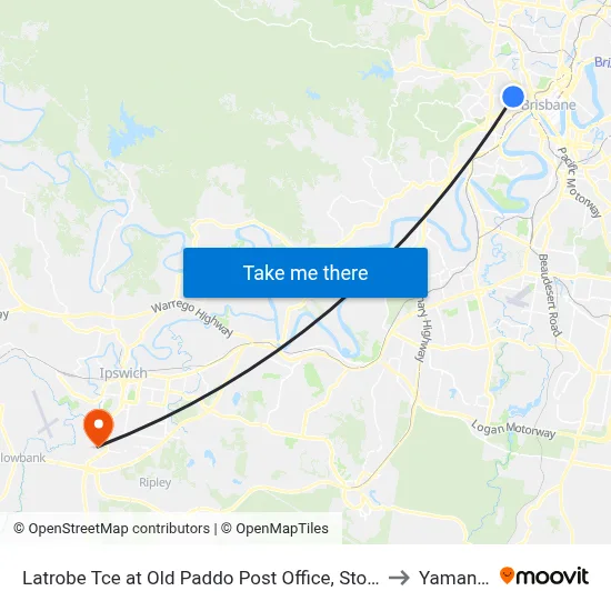 Latrobe Tce at Old Paddo Post Office, Stop 8 to Yamanto map