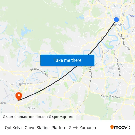 Qut Kelvin Grove Station, Platform 2 to Yamanto map