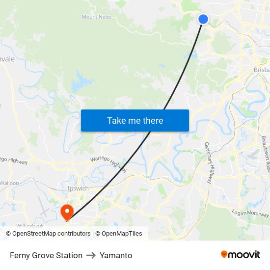 Ferny Grove Station to Yamanto map