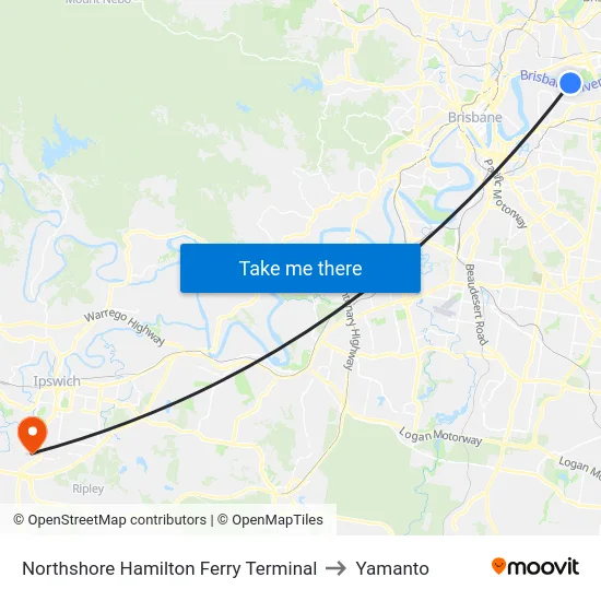 Northshore Hamilton Ferry Terminal to Yamanto map