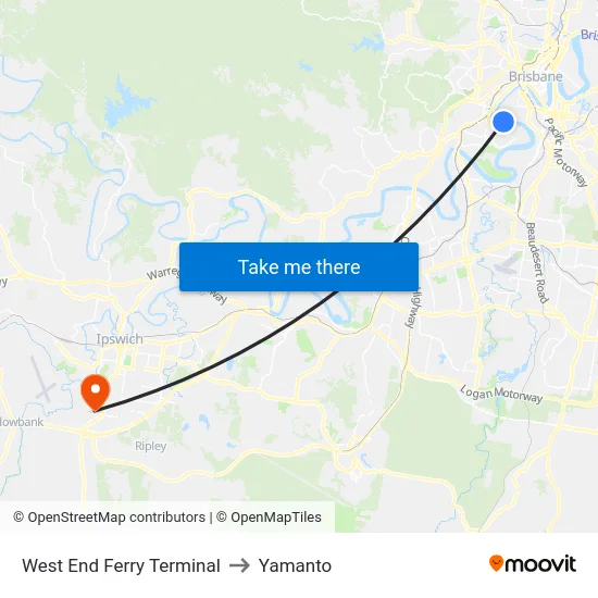 West End Ferry Terminal to Yamanto map