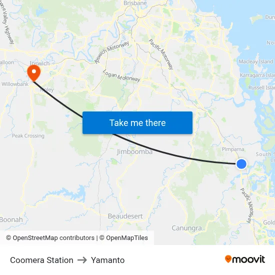 Coomera Station to Yamanto map