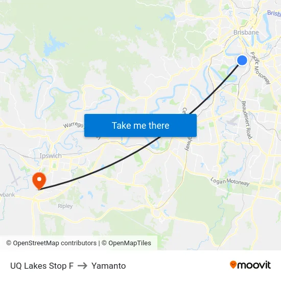 UQ Lakes Stop F to Yamanto map