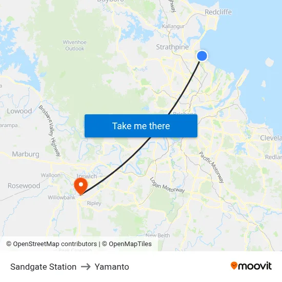 Sandgate Station to Yamanto map