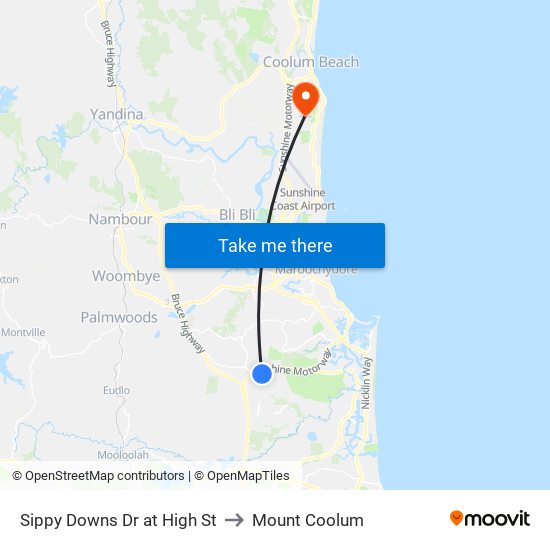 Sippy Downs Dr at High St to Mount Coolum map