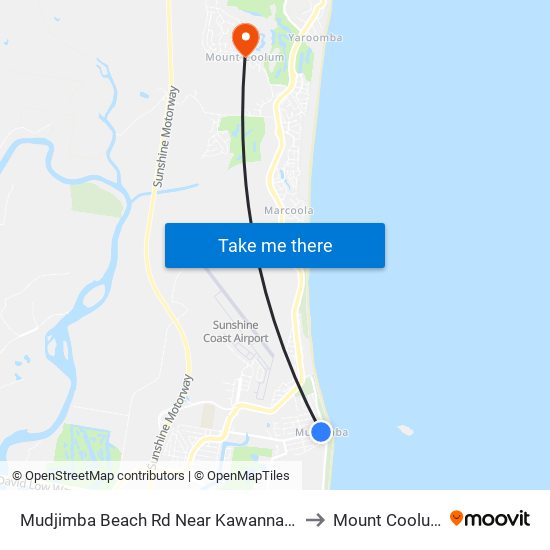 Mudjimba Beach Rd Near Kawanna St to Mount Coolum map