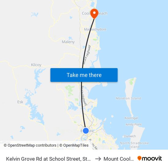 Kelvin Grove Rd at School Street, Stop 13 to Mount Coolum map