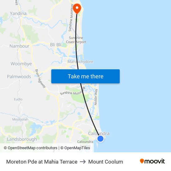 Moreton Pde at Mahia Terrace to Mount Coolum map