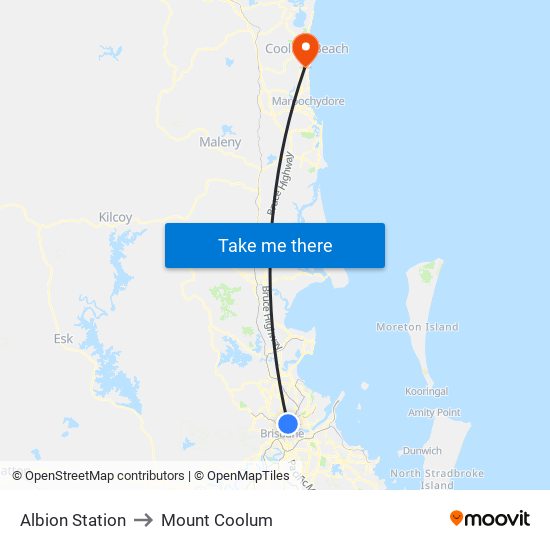 Albion Station to Mount Coolum map