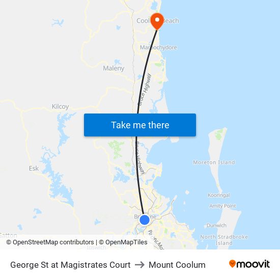 George St at Magistrates Court to Mount Coolum map