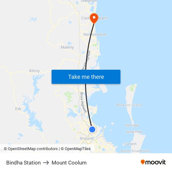 Bindha Station to Mount Coolum map