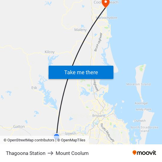 Thagoona Station to Mount Coolum map