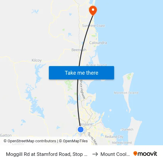 Moggill Rd at Stamford Road, Stop 22/23 to Mount Coolum map