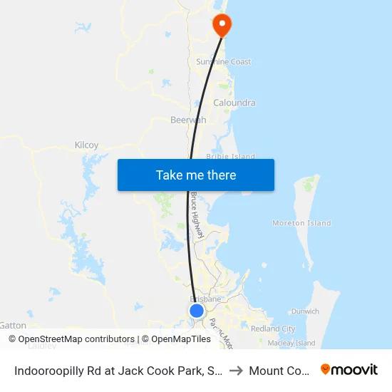 Indooroopilly Rd at Jack Cook Park, Stop 18/19 to Mount Coolum map