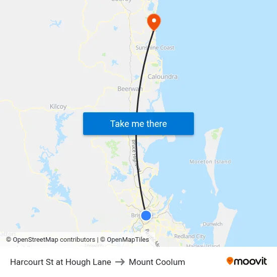 Harcourt St at Hough Lane to Mount Coolum map