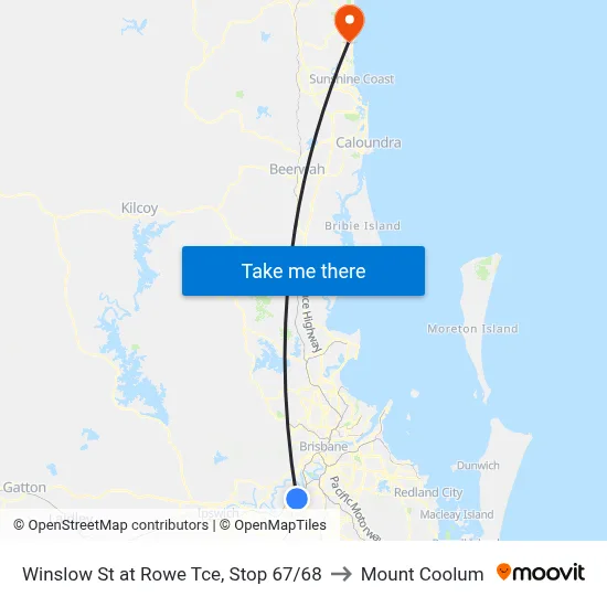 Winslow St at Rowe Tce, Stop 67/68 to Mount Coolum map