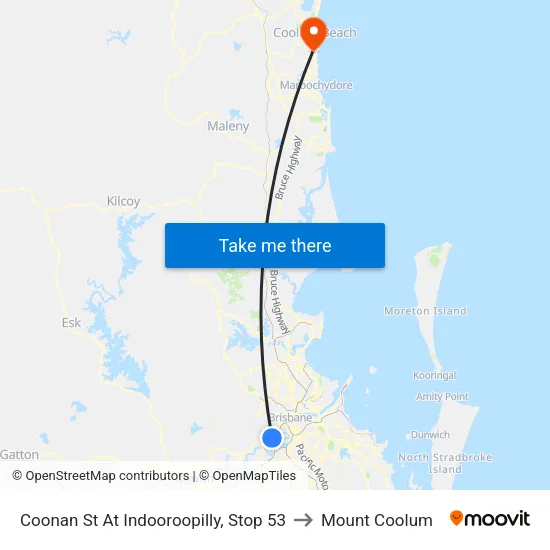 Coonan St At Indooroopilly, Stop 53 to Mount Coolum map