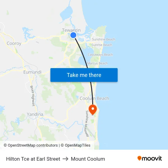 Hilton Tce at Earl Street to Mount Coolum map