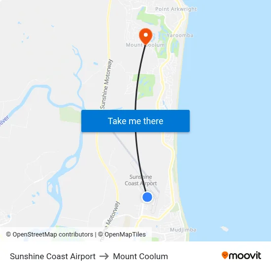 Sunshine Coast Airport to Mount Coolum map
