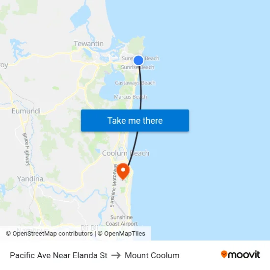 Pacific Ave Near Elanda St to Mount Coolum map