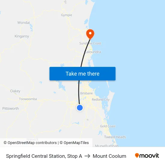 Springfield Central Station, Stop A to Mount Coolum map