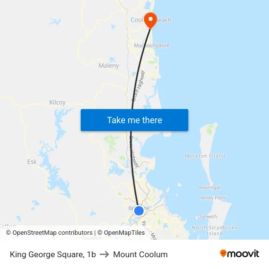 King George Square, 1b to Mount Coolum map