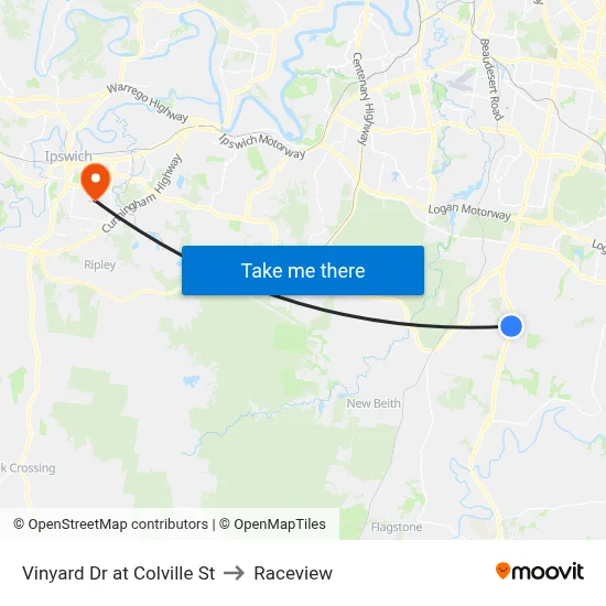 Vinyard Dr at Colville St to Raceview map