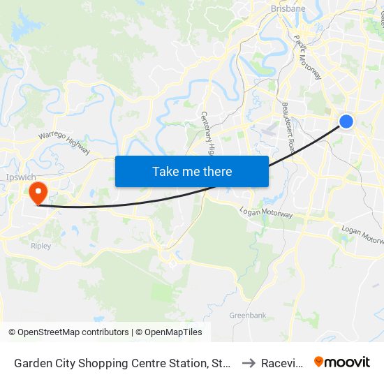 Garden City Shopping Centre Station, Stop F to Raceview map