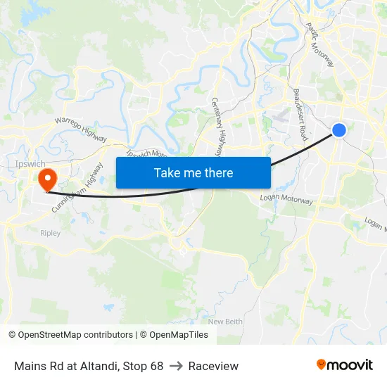 Mains Rd at Altandi, Stop 68 to Raceview map