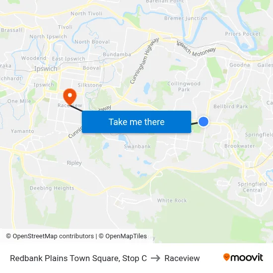 Redbank Plains Town Square, Stop C to Raceview map