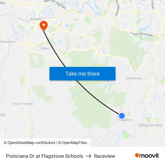 Poinciana Dr at Flagstone Schools to Raceview map