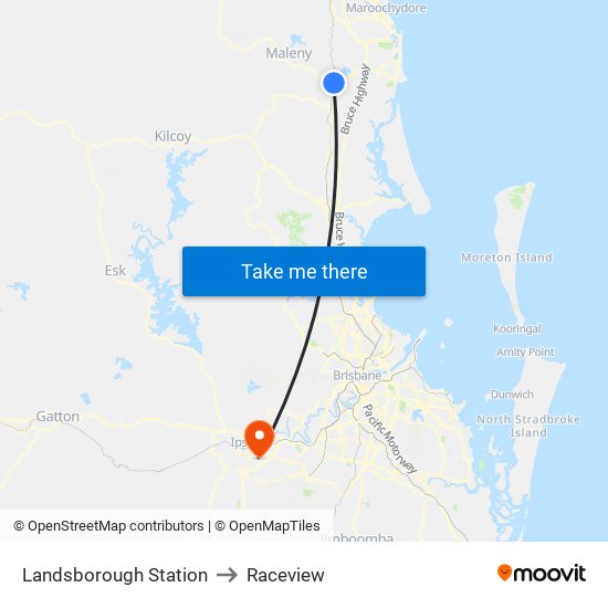 Landsborough Station to Raceview map