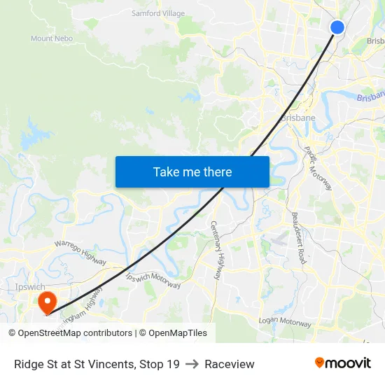 Ridge St at St Vincents, Stop 19 to Raceview map