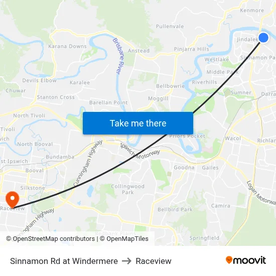 Sinnamon Rd at Windermere to Raceview map