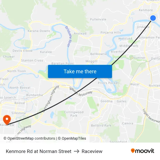 Kenmore Rd at Norman Street to Raceview map