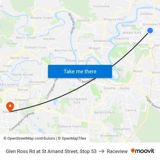 Glen Ross Rd at St Amand Street, Stop 53 to Raceview map