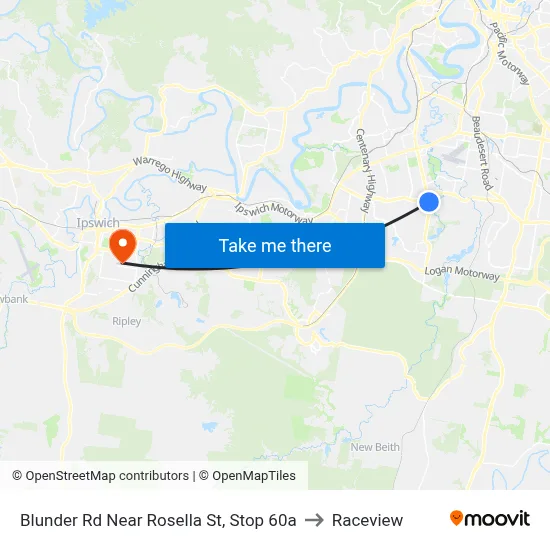 Blunder Rd Near Rosella St, Stop 60a to Raceview map
