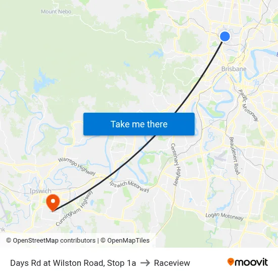 Days Rd at Wilston Road, Stop 1a to Raceview map
