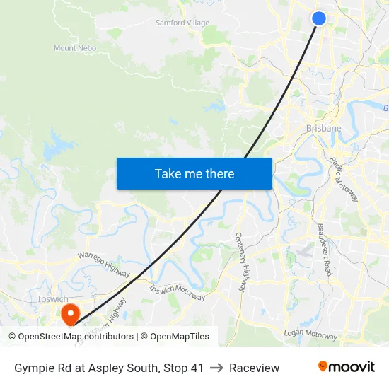 Gympie Rd at Aspley South, Stop 41 to Raceview map