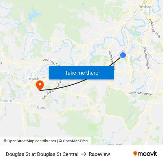 Douglas St at Douglas St Central to Raceview map
