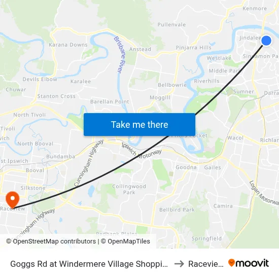 Goggs Rd at Windermere Village Shopping to Raceview map