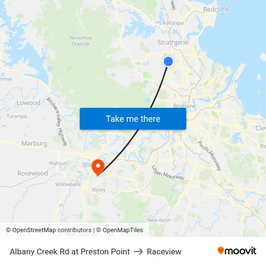 Albany Creek Rd at Preston Point to Raceview map
