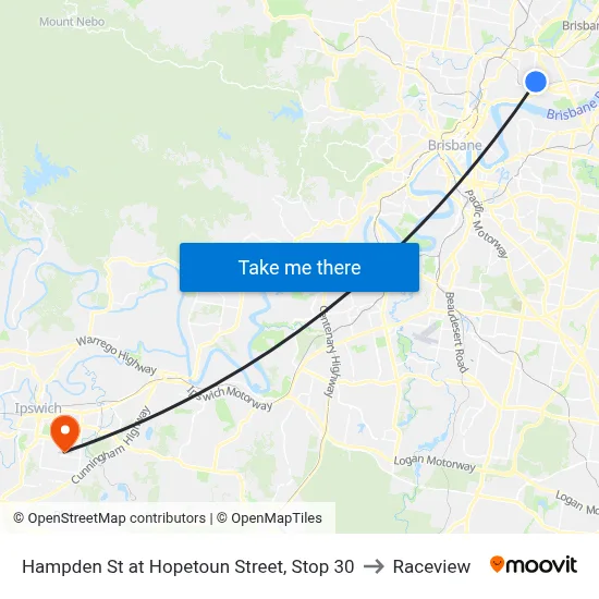 Hampden St at Hopetoun Street, Stop 30 to Raceview map