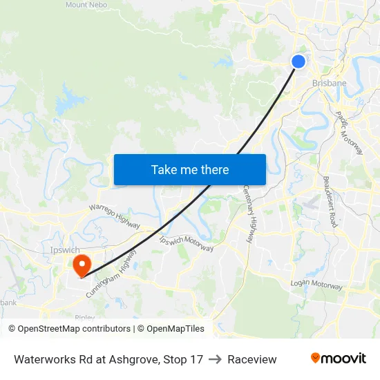 Waterworks Rd at Ashgrove, Stop 17 to Raceview map