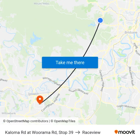 Kaloma Rd at Woorama Rd, Stop 39 to Raceview map