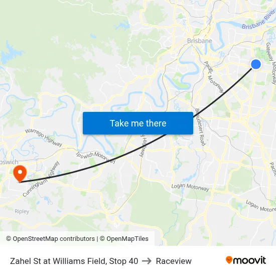 Zahel St at Williams Field, Stop 40 to Raceview map