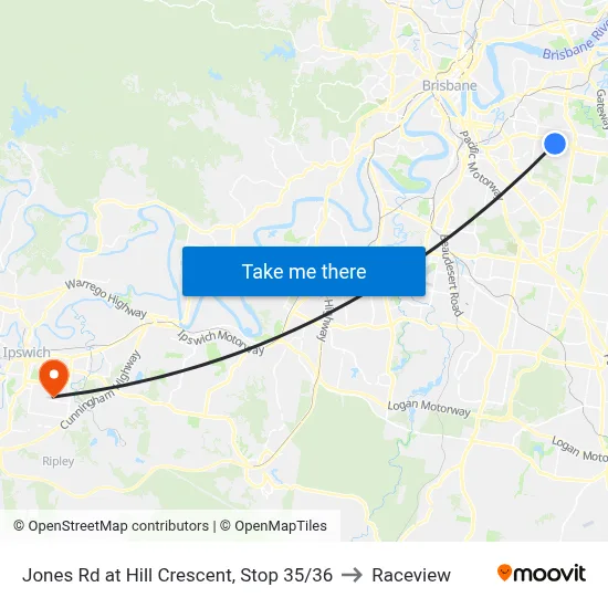 Jones Rd at Hill Crescent, Stop 35/36 to Raceview map
