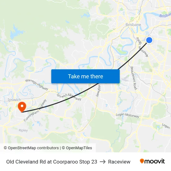 Old Cleveland Rd at Coorparoo Stop 23 to Raceview map