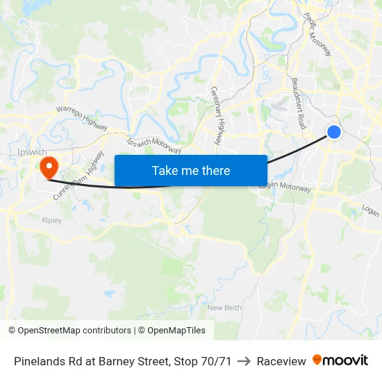 Pinelands Rd at Barney Street, Stop 70/71 to Raceview map