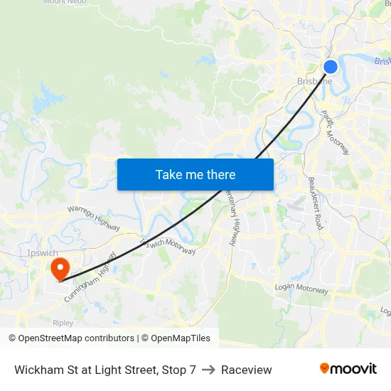 Wickham St at Light Street, Stop 7 to Raceview map